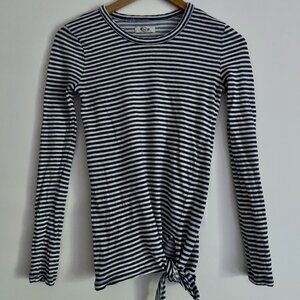 Madewell Soundcheck Side-Tie Striped Linen Shirt - Navy Stripes